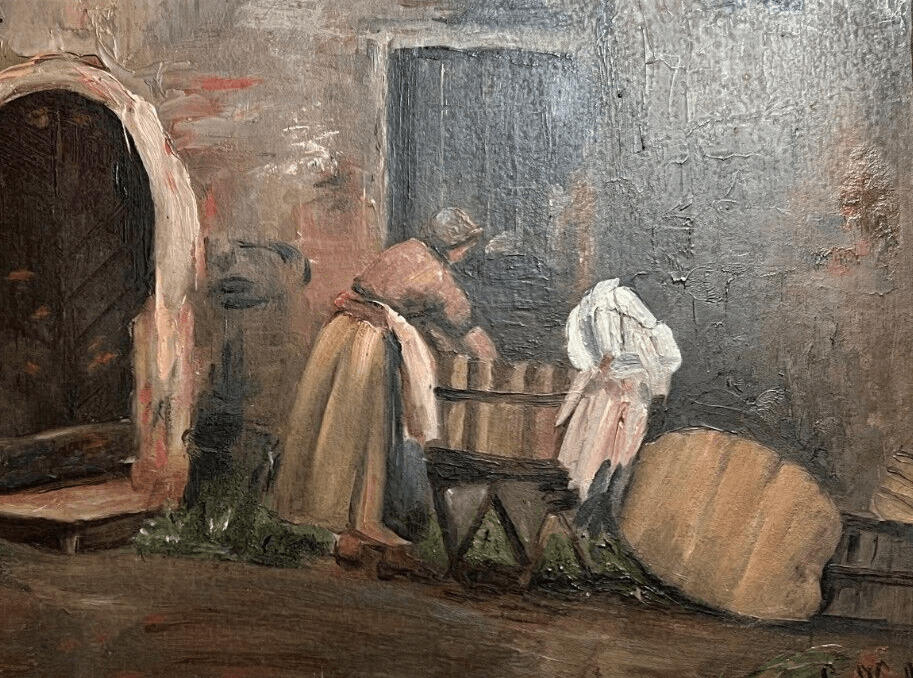 Antique Original Painting 19th century Landscape, People, Dresde 1891 image 4