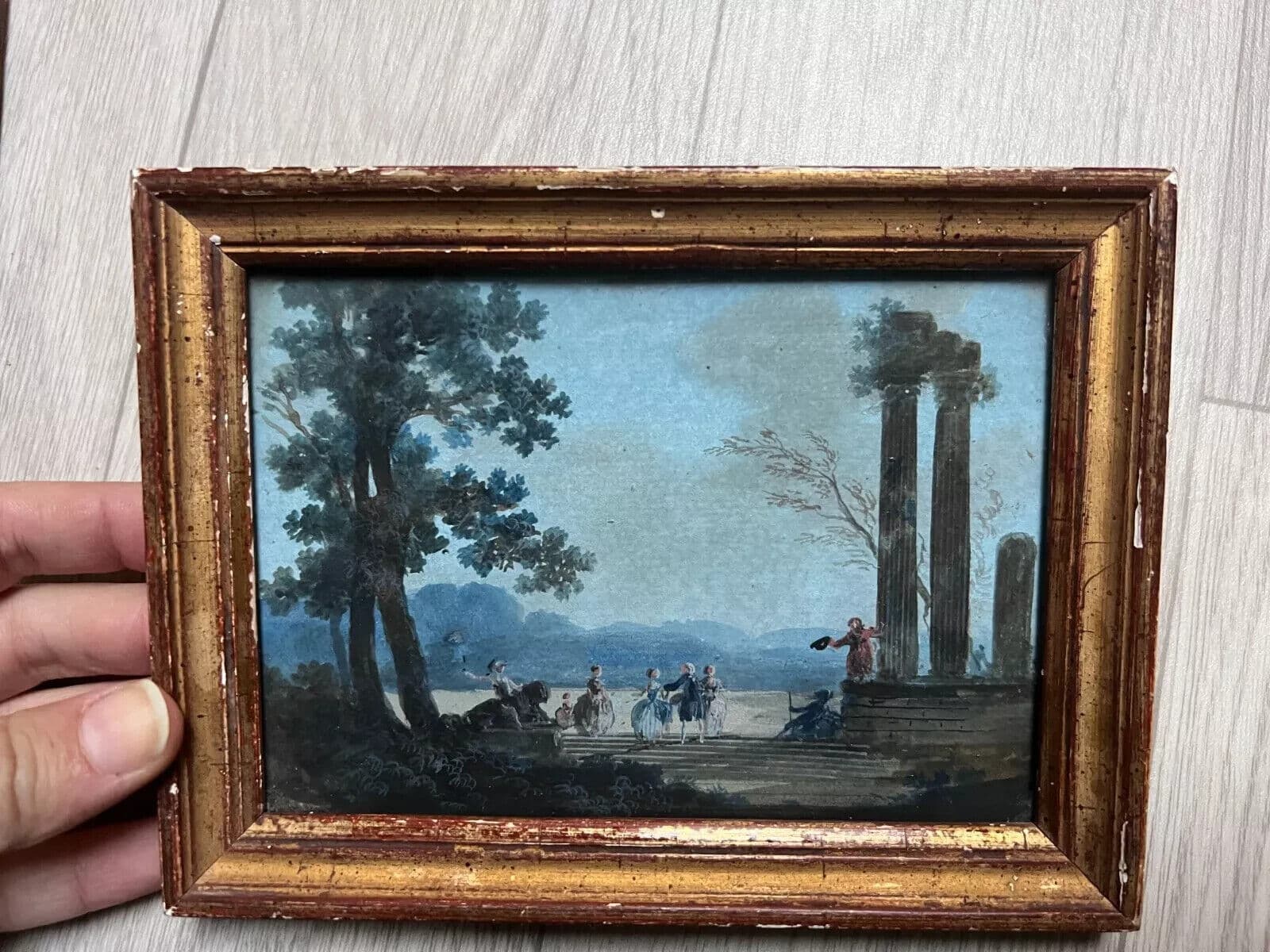 Antique Drawing Original People, Horse, Landscape, Architecture image 2