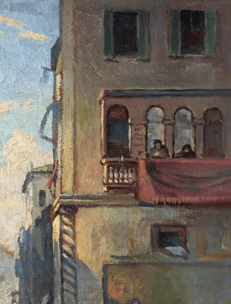Antique Oil Painting Signed Venise Cityview Landscape Italy image 3