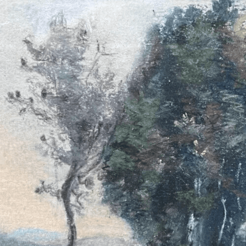 Antique Oil Original Painting signed Forest, Landscape, Trees image 4