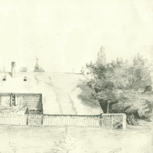 Antique Original Pencil Drawing Landscape Farmer's Garden of Lignon Artwork image 3