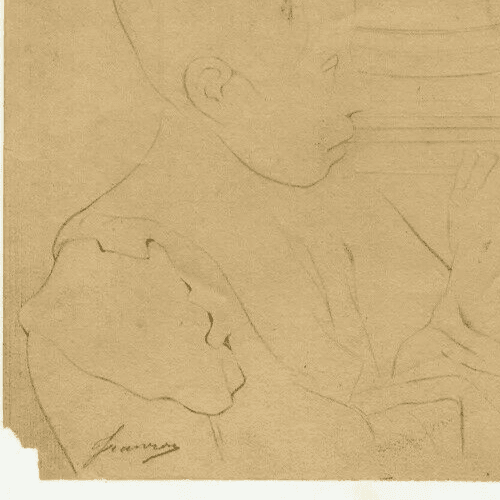 Antique Pencil Original Drawing 19th century Portrait Young Boy image 3