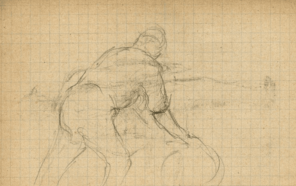 Vintage Pencil Drawing Original Man Figure, Farmer Sketch Artwork image 1