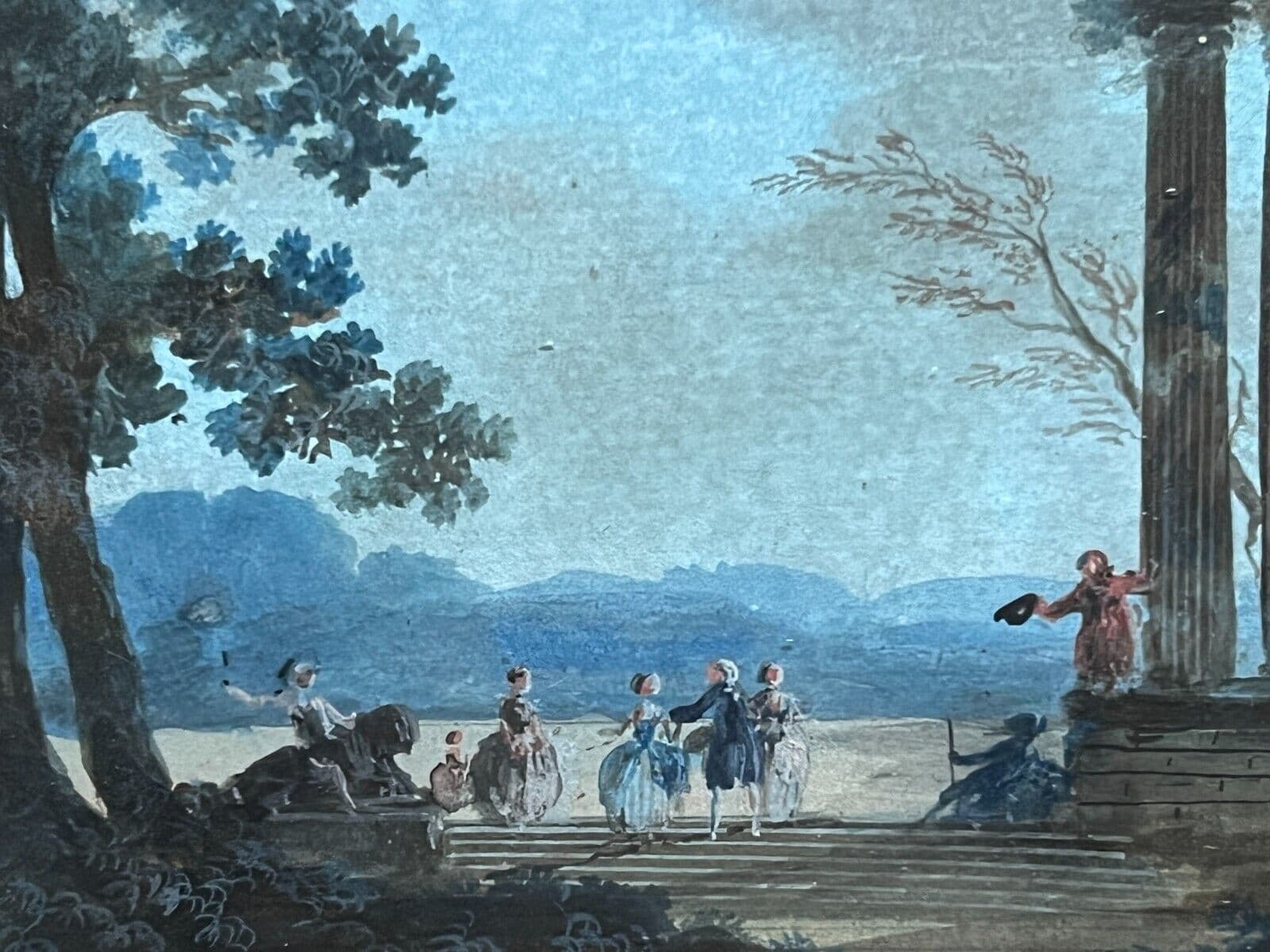 Antique Drawing Original People, Horse, Landscape, Architecture image 1