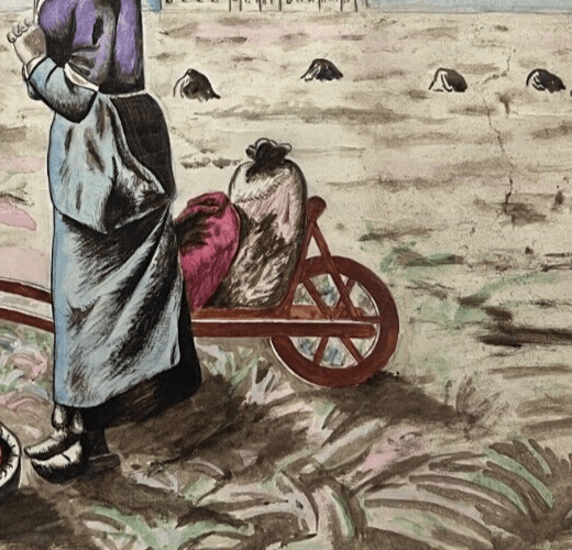 Antique Original Drawing People, Landscape, Working Life, Farmers, Portrait image 4