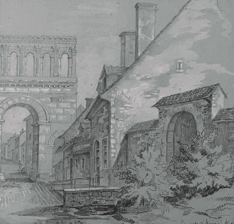 Antique Pencil Drawing Landscape Porte d'Arroux, Autun 1894 Artwork image 6