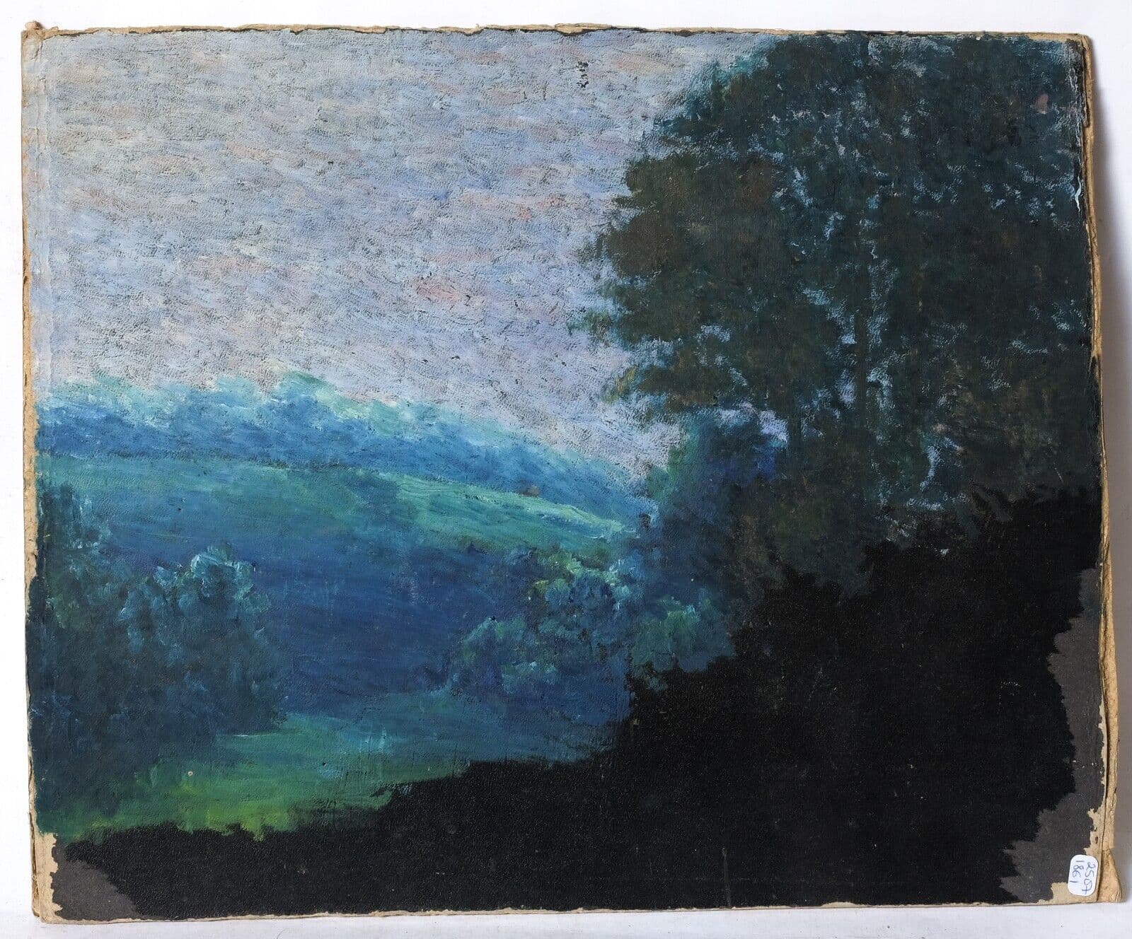 Vintage Oil Original Painting Landscape, Forest, Trees, Cathedral Rouen signed image 5