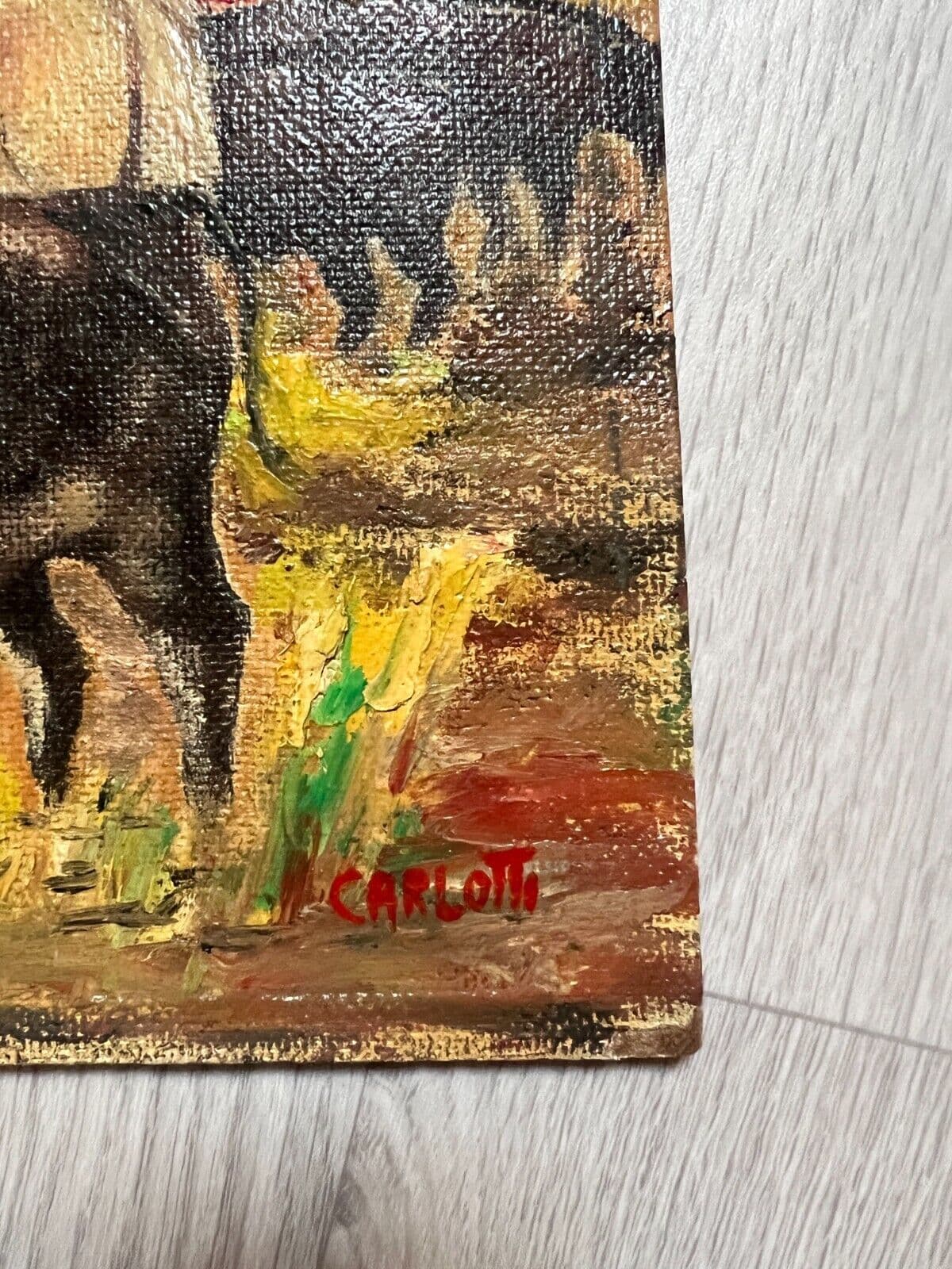 Modern Painting Signed Jean Albert CARLOTTI (1909-2003) Camargue Bulls Landscape image 3