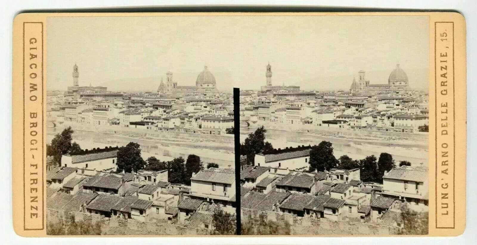 Vintage Stereoview Photograph Giacomo BROGI - Florence Panorama c. 1870 image 7