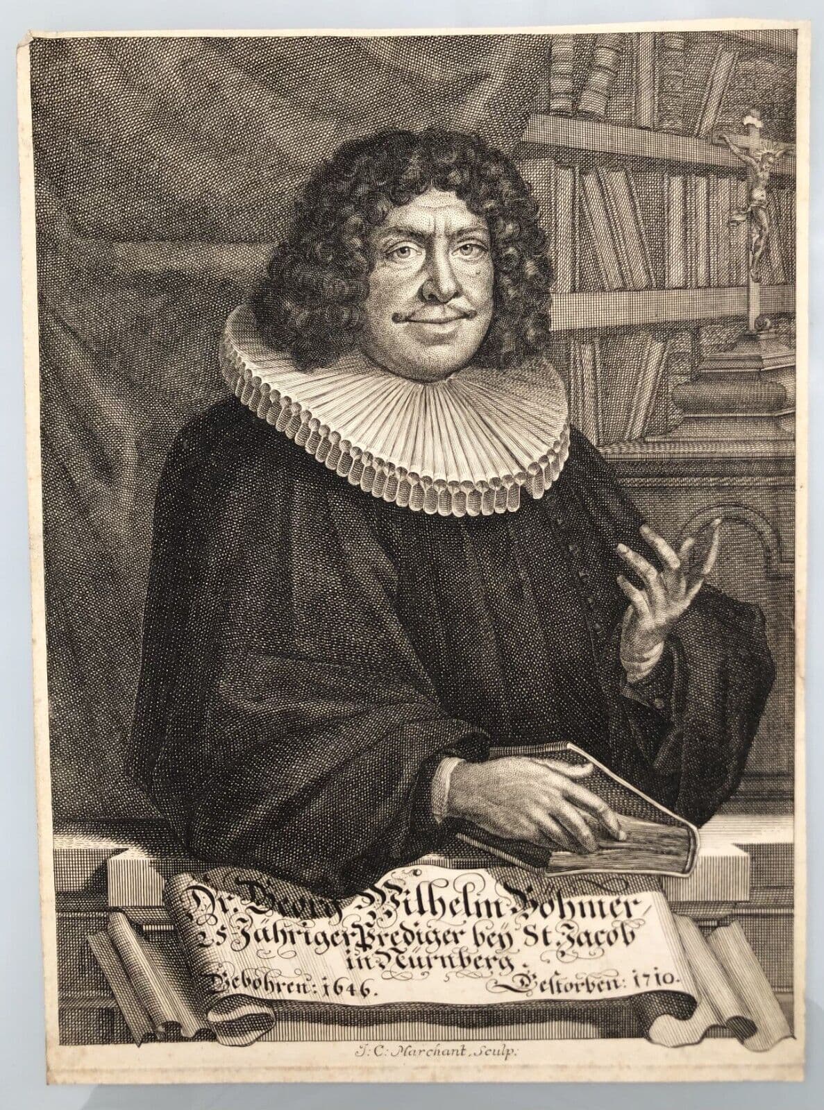Antique Etching Original Religious, Portrait, Bohmer signed image 6