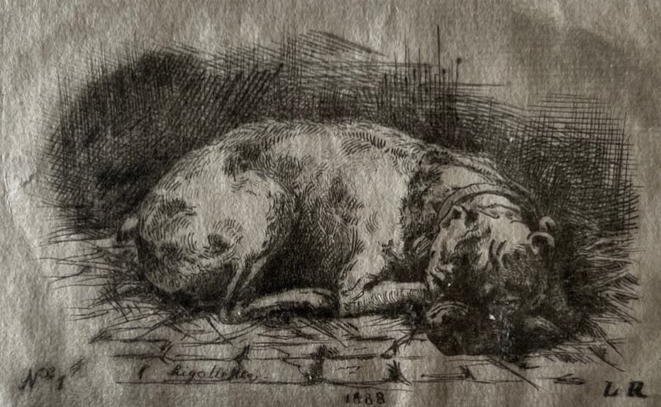 Leon Rochet-Verjon 1888, Dog Etching