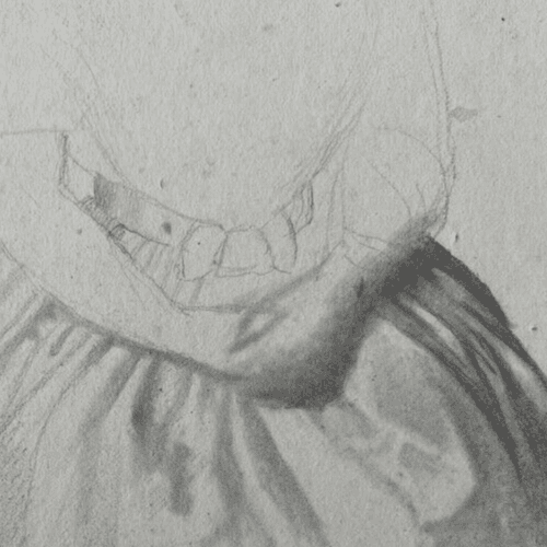 19th century Original Antique Pencil Drawing Woman Sitting Sketch Portrait image 2