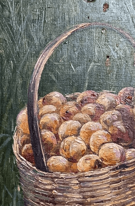 Antique Original Painting 19th century, Still Life, Fruits, Bucker, Abricots image 3