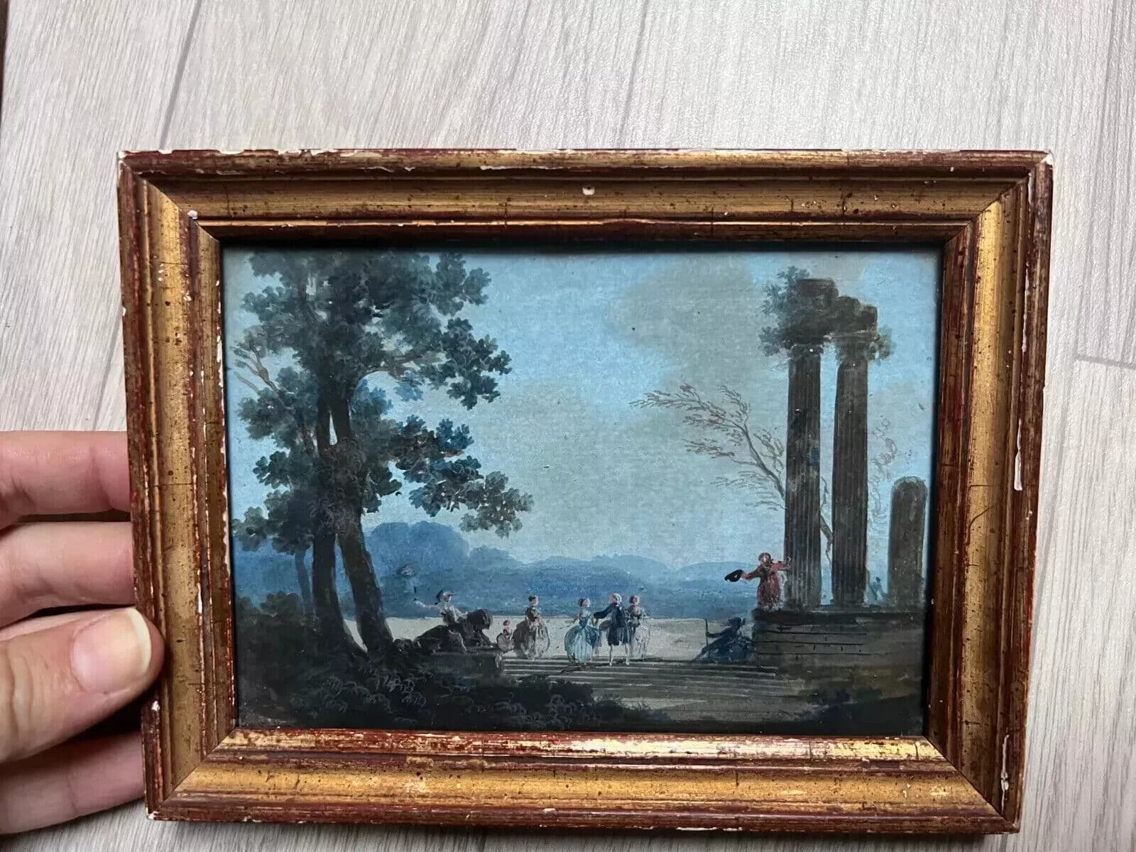Antique Drawing Original People, Horse, Landscape, Architecture image 7