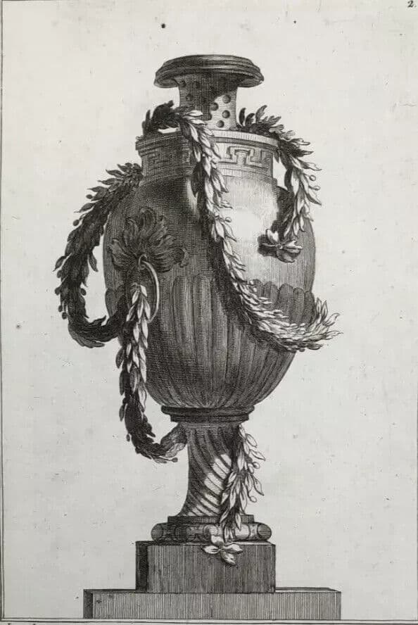 Antique Original Pierre François TARDIEU (1711-1771) Vases Etching x5 image 8
