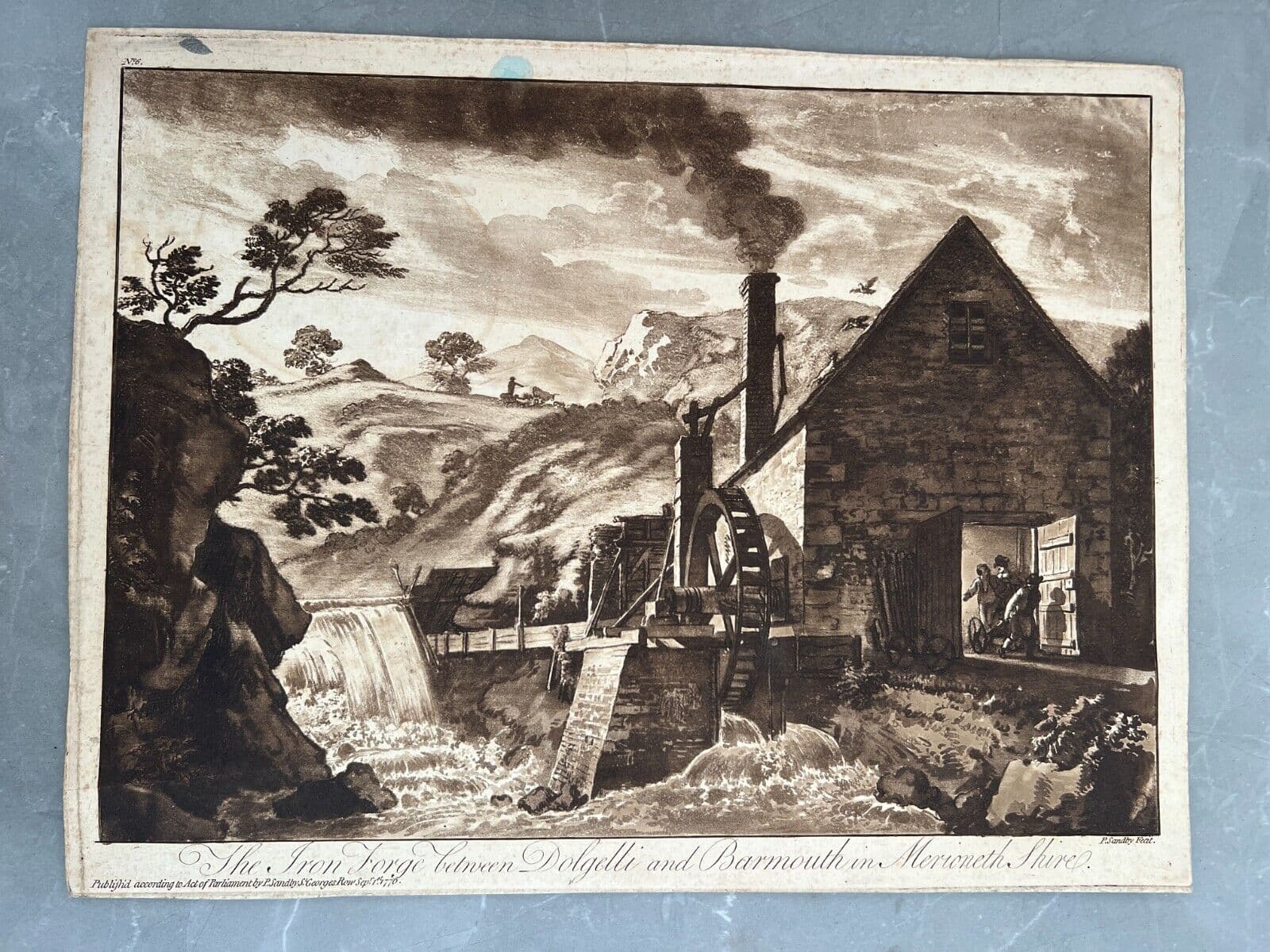 Antique Etching Original Iron Forge, Dolgelli, Barmouth, Merioneth Shire, Sandby image 5