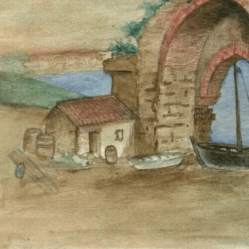 Vintage Drawing Candle, Béjaïa, Algeria, Landscape, Sea, Soummam image 2