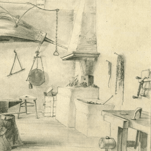Antique Pencil Original Drawing Atelier of Lignon, House 19th century 1876 image 3