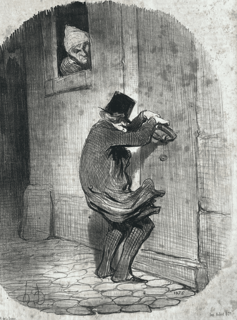Antique Print 19th century Daumier, Locataires et Proprietaires, Passe Minuit image 1