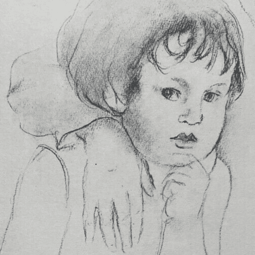 Antique Old Pencil Drawing Original Edmond SIGRIST (1882-1947) Children Portrait image 2