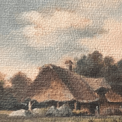 Vintage Original Painting signed Seaview Landscape, Trees, Houses image 2