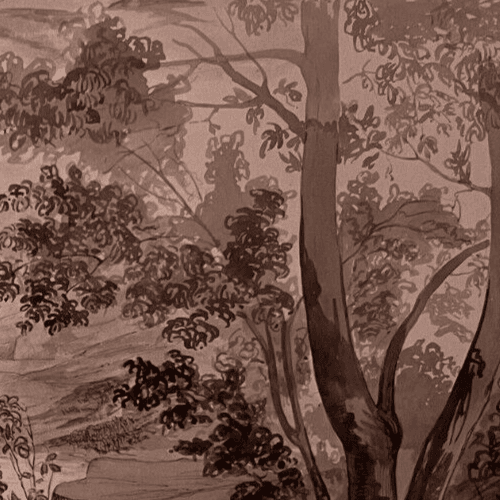 Antique Ink Drawing Original 19th century Man in Landscape 1837 image 5