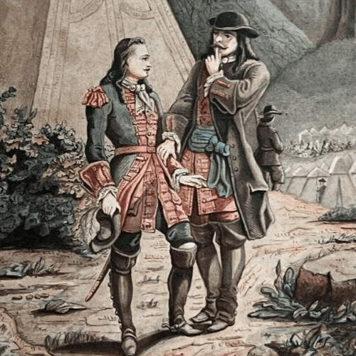 Antique Original Drawing People, Men, War, Military, Landscape