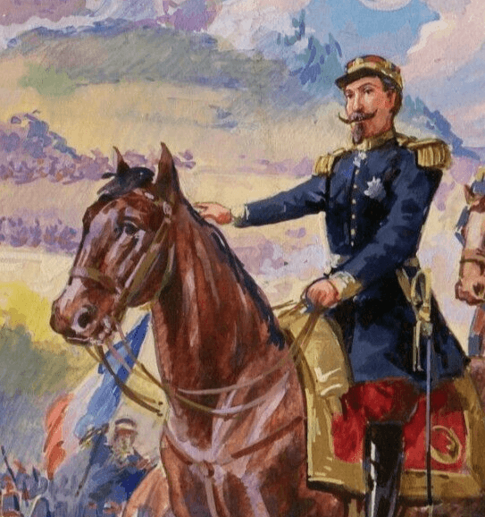 Vintage Drawing Gouache Napoleon III at the Solferino Battle 1859 image 2