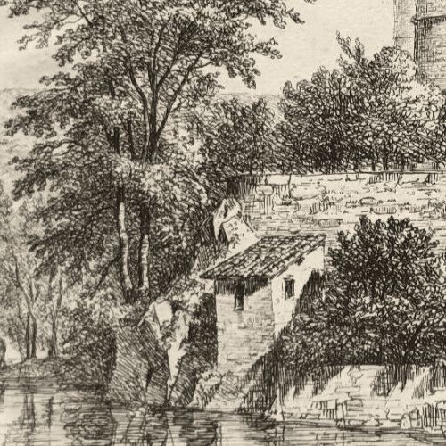 Antique Etching Original Landscape, Castle, Trees Jean-Jacques DE BOISSIEU 1836 image 3