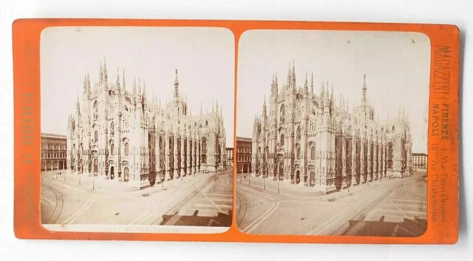 Vintage Stereoview Photograph G.BROGI - Milano la cattedrale Italy c. 1880 image 2