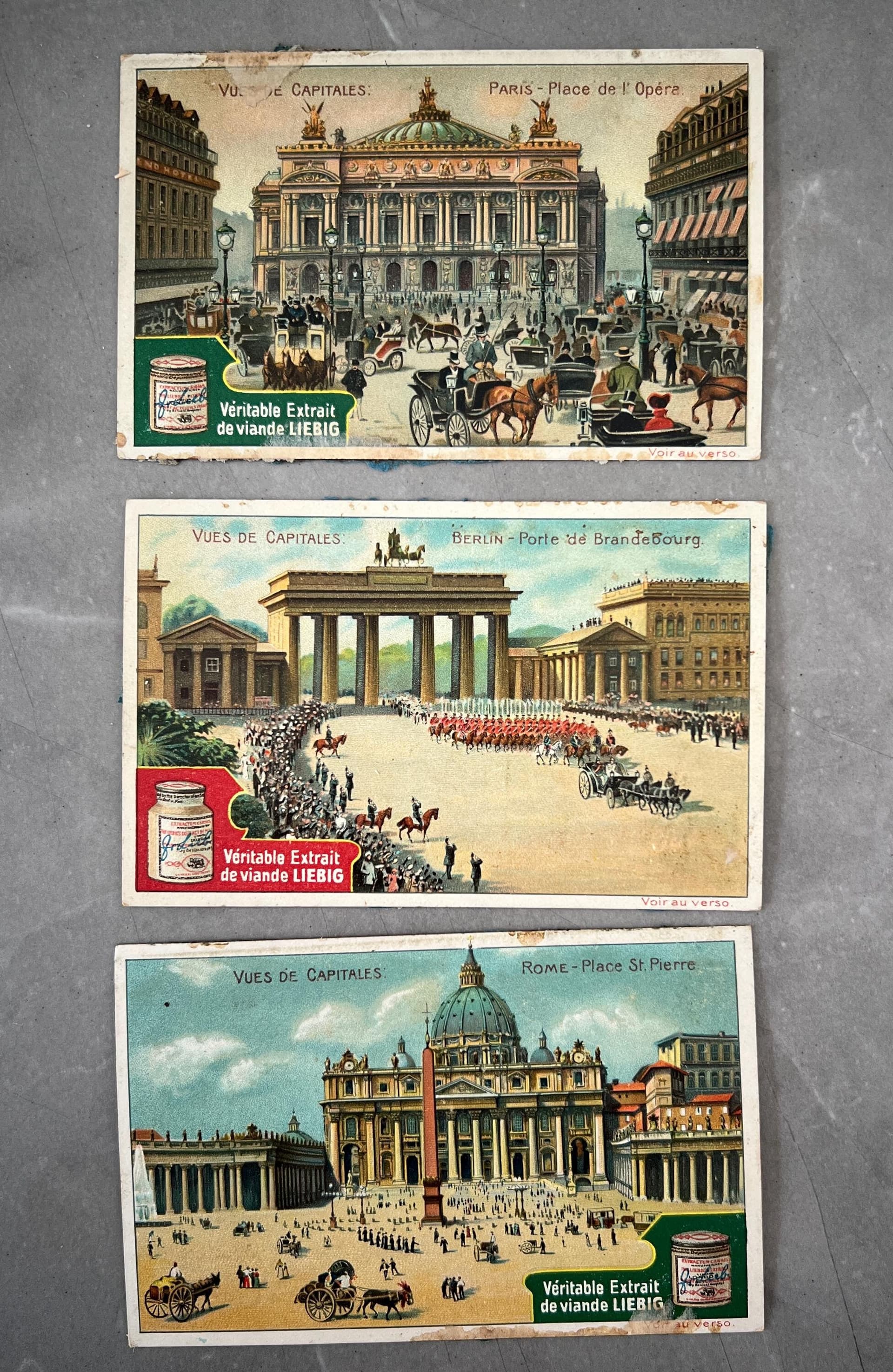Set of 3 Antique Liebig Trade Cards - Views of European Capitals