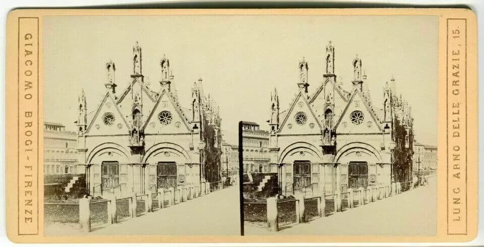 Vintage Stereoview Photo Giacomo BROGI - Pisa. S.Maria della Spina c. 1870 image 6