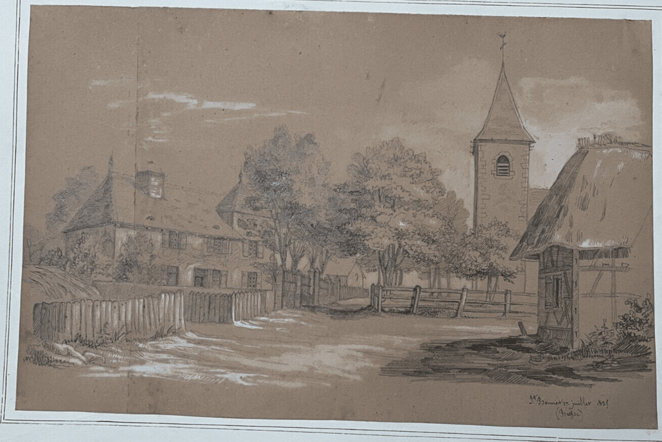 Antique Ink Drawing Original 19th century St Bonet Landscape 1835 image 5