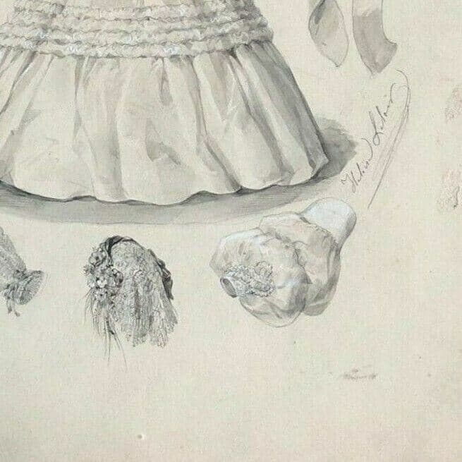 Héloïse LELOIR (1820-1873) Woman Clothing, Costume Drawing image 2