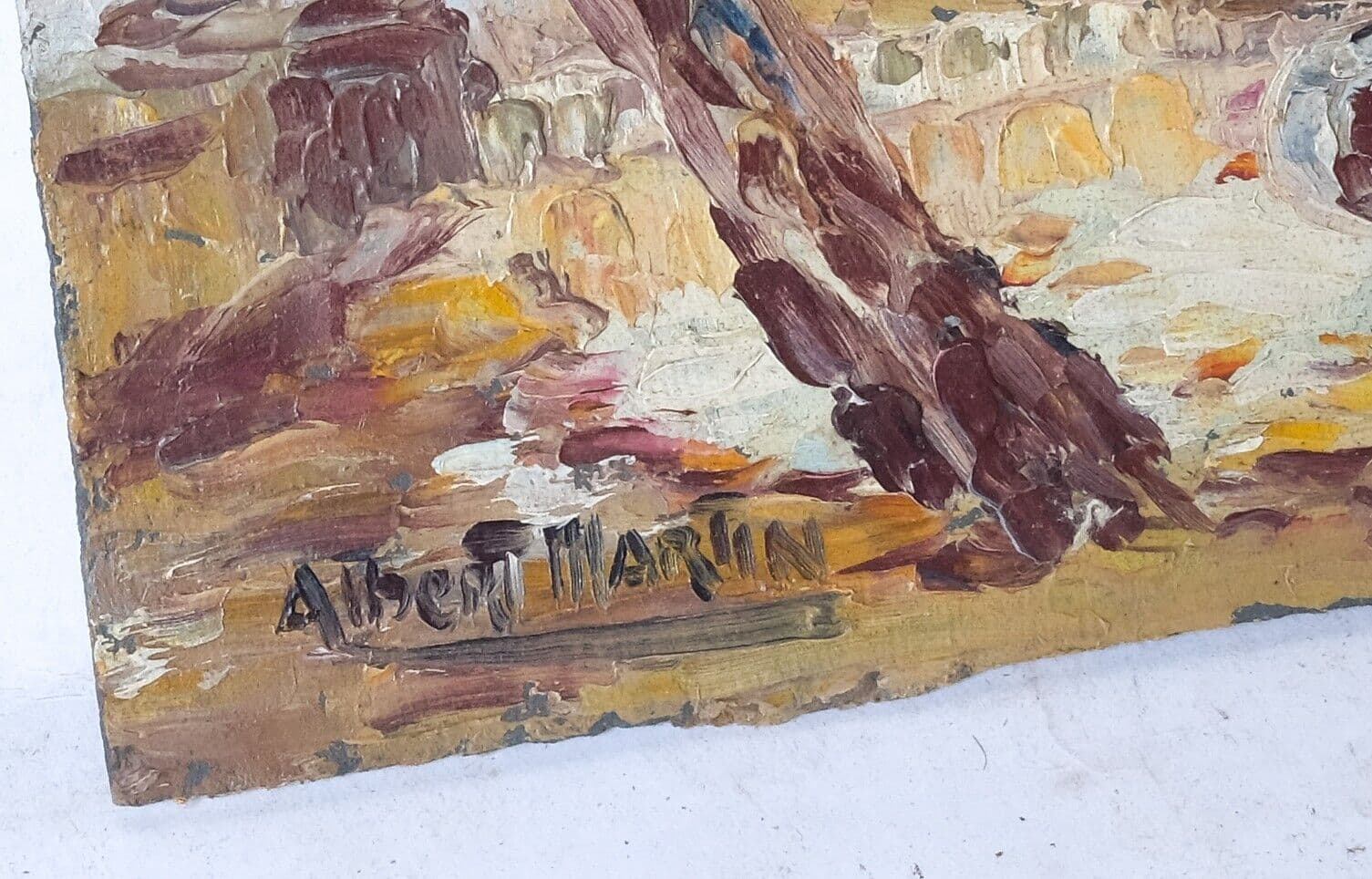 Antique Original Painting Martin ALBERT (1887-?) Landscape, Trees, Nature image 5