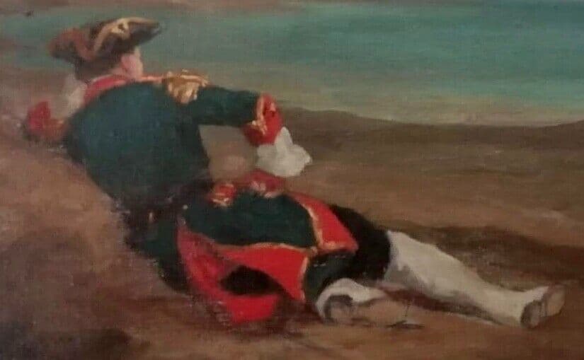 Antique Painting Original Landscape, Sea, Military image 6