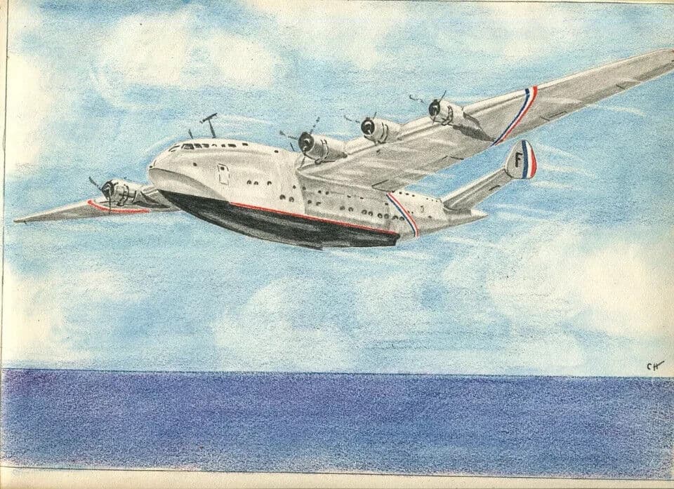 Original Antique Pencil Drawing Cartoons Plane Military Artwork image 6