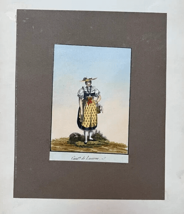 Vintage Original Old Drawing People, Portrait Canton of Lucerne image 4