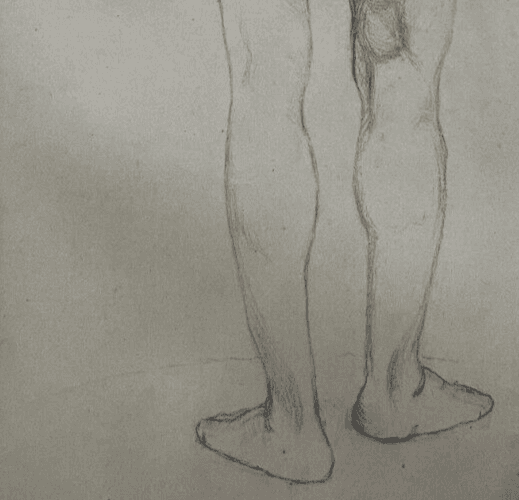 Antique Original Drawing Man, Portrait, Academic, Nude, Stick image 4