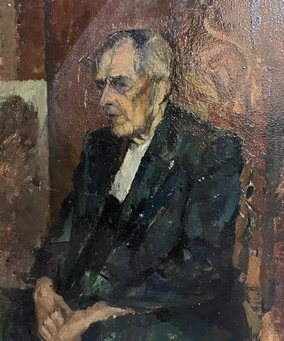 Vintage Modern Original Painting Man Portrait signed 1954 image 6
