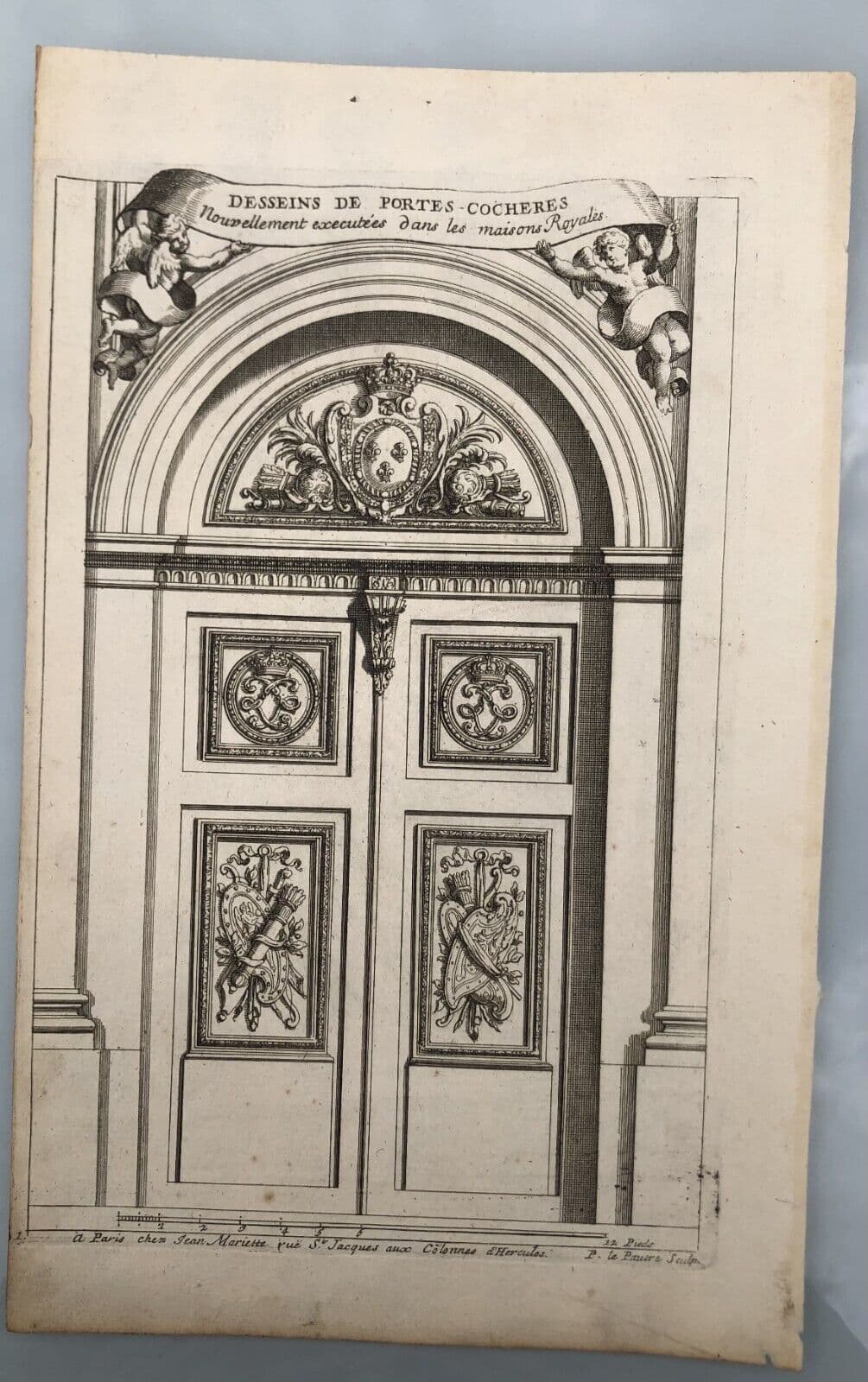 Antique Original Etching Jean LEPAUTRE (1618-1682) Doors, Architecture  x5 image 5