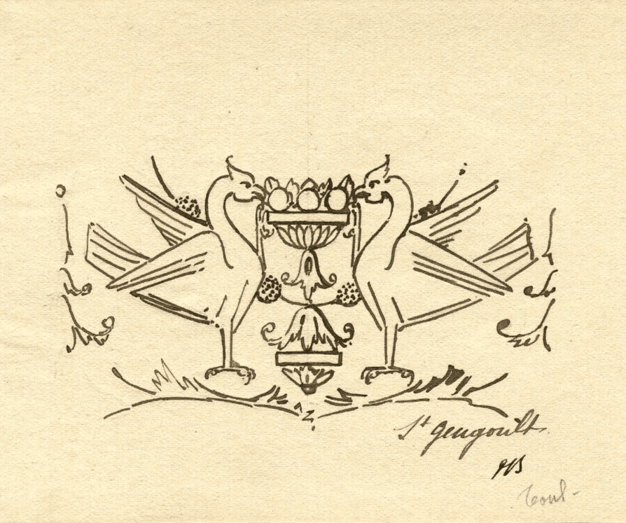 Vintage Ink Original Drawing Saint-Gengoult Badge, Blason image 1