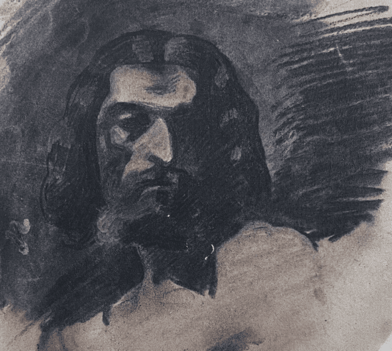 Antique Original Drawing 19th century Man Portrait image 1