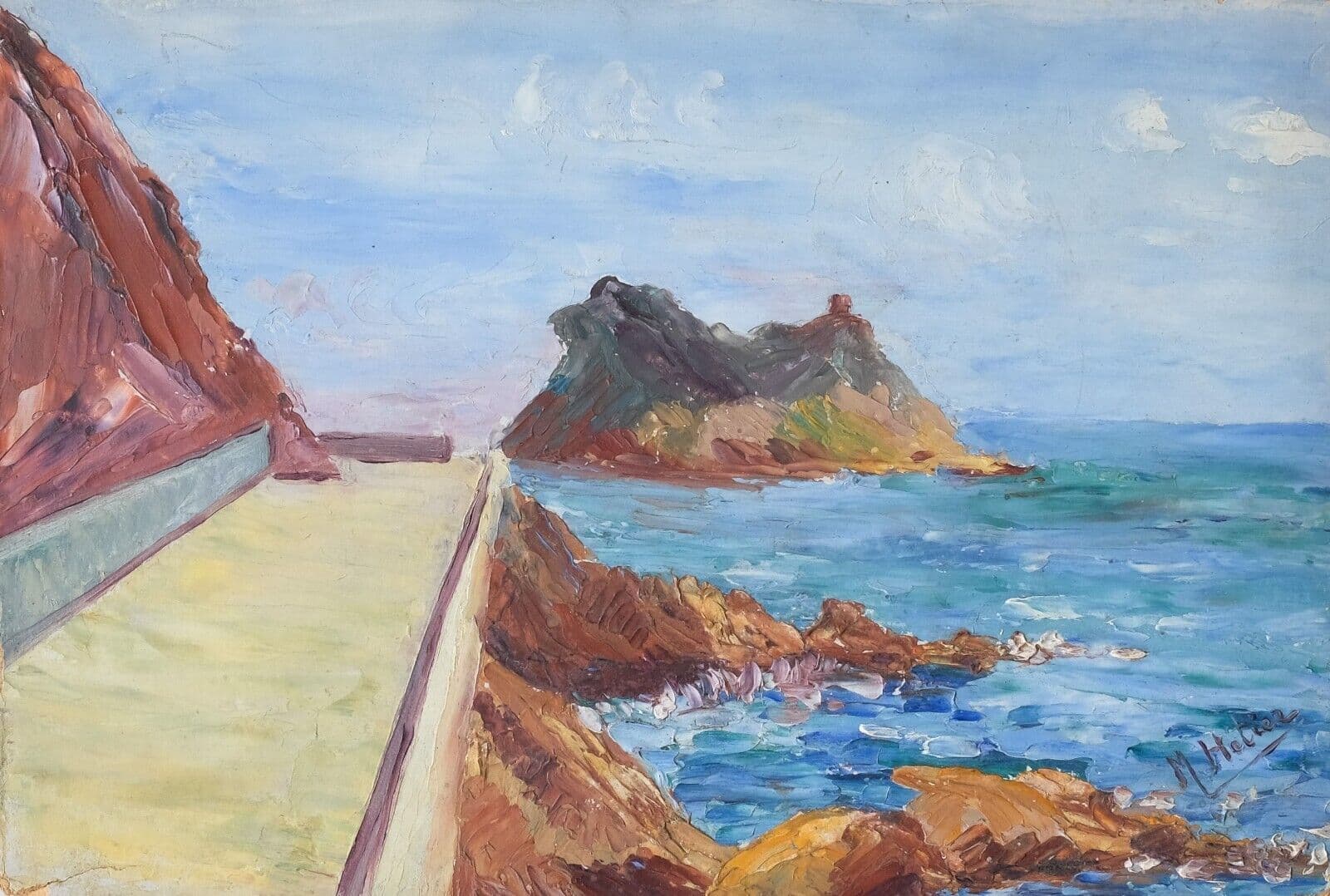 Painting Seaside Landscape, Rocks image 1