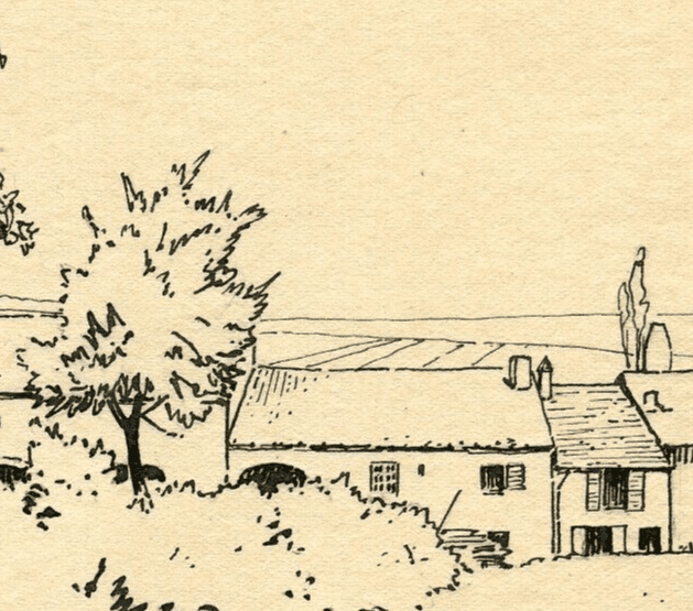 Vintage Ink Original Drawing signed Champenoux, Houses and Trees image 3