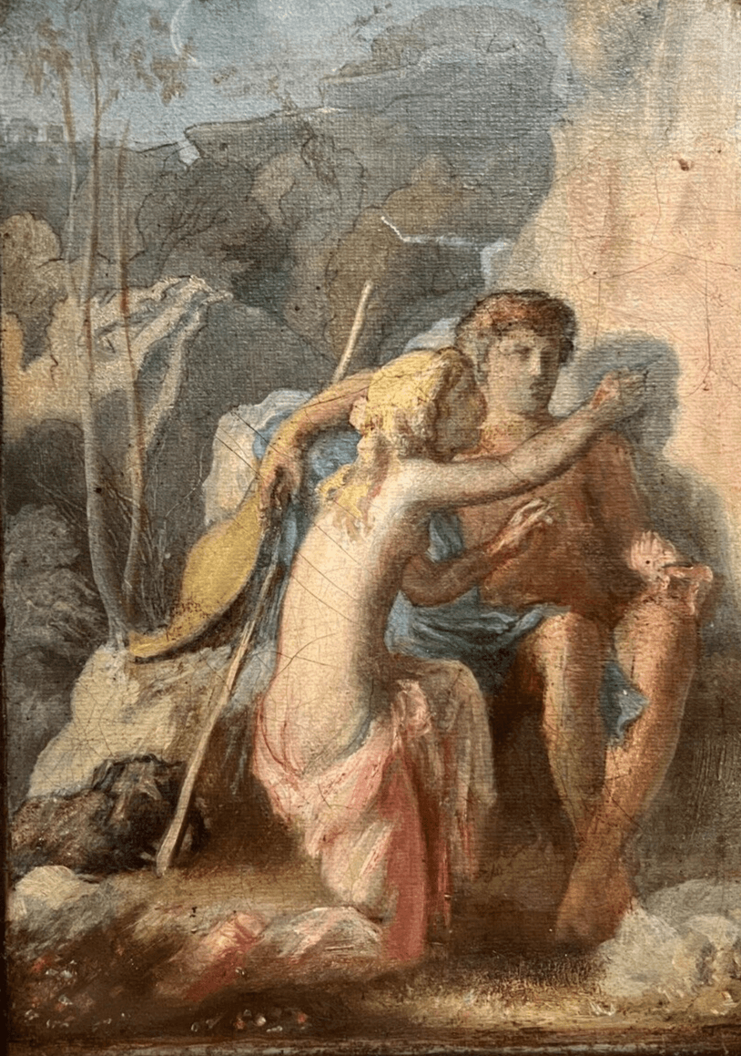 Antique Painting Canvas Louis LAMOTHE (1822-1869) Religious Scene image 1