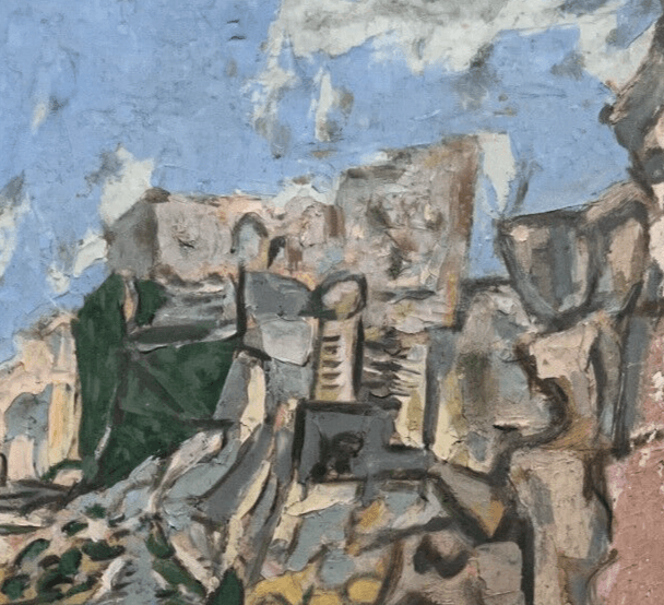 Antique Original Painting Cityview Landscape, Mountain image 2