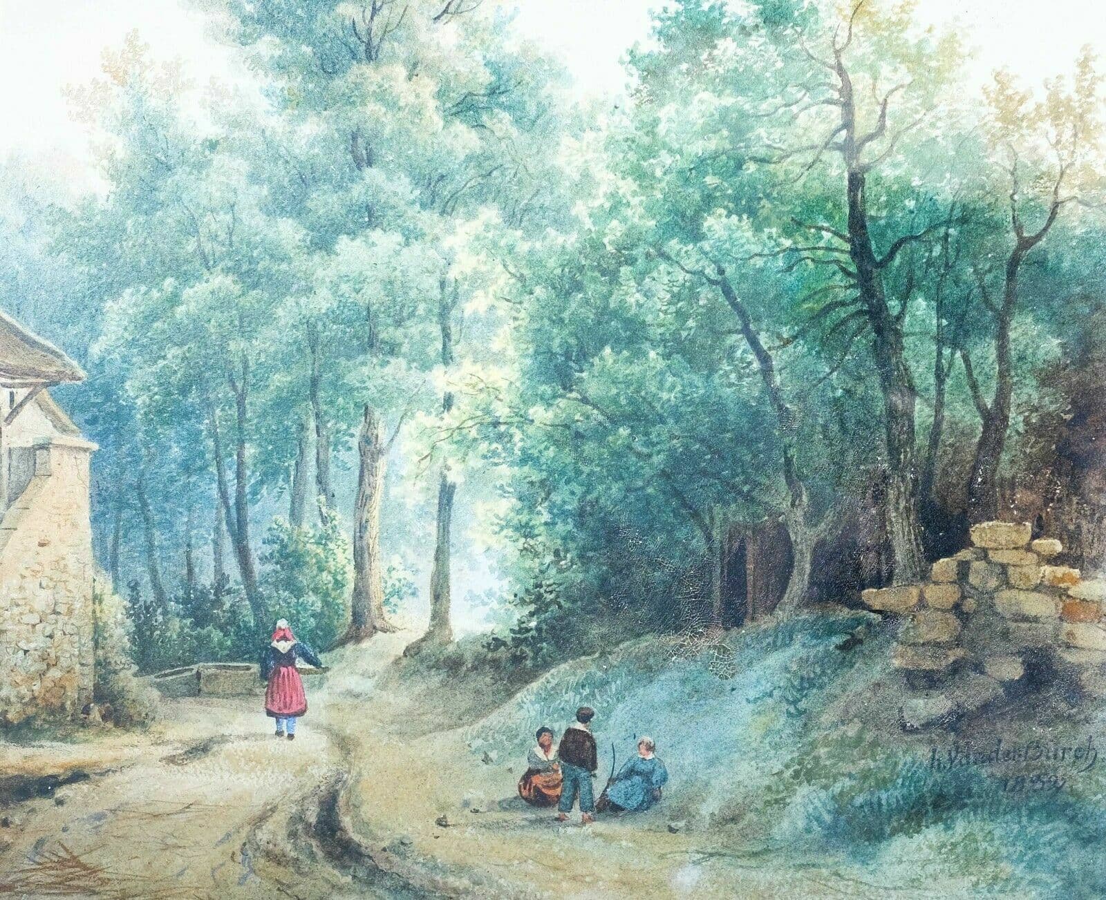 VAN DER BURCH Landscape, Character, Farm 1852 Drawing image 1