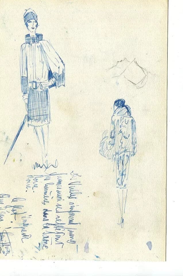 Vintage Ink Original Drawing Women and Texts circa 1930 image 5