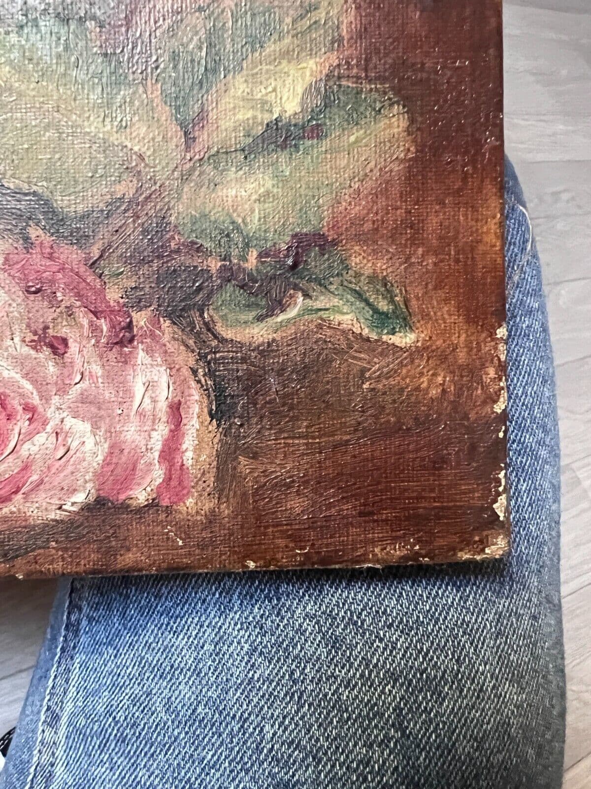 Antique Original Painting Still Life, Flowers, Floral, Roses 19th century image 7